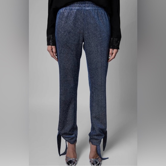 NWT Zadig & Voltaire Chill Velour Sparkle Pants, Size 34/XS - Picture 2 of 12